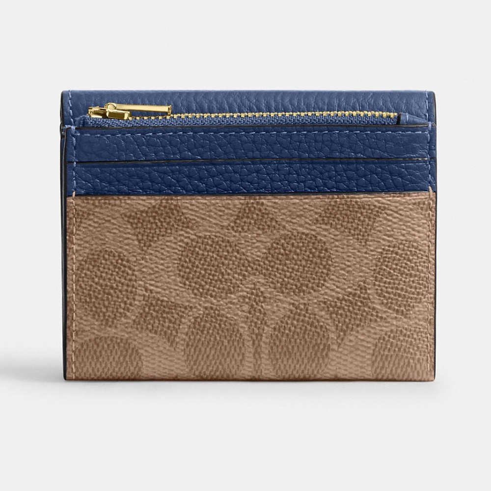 New Coach Two-in-One detachable Card Wallet Signature Canvas Blue Pebble Leather - Picture 2 of 10